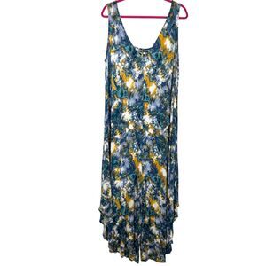 New Directions Blue & yellow tie dye sleeveless jumpsuit palazzo pants Size XL